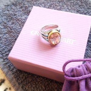 Grace and Heart sterling two tone ring with topaz cz